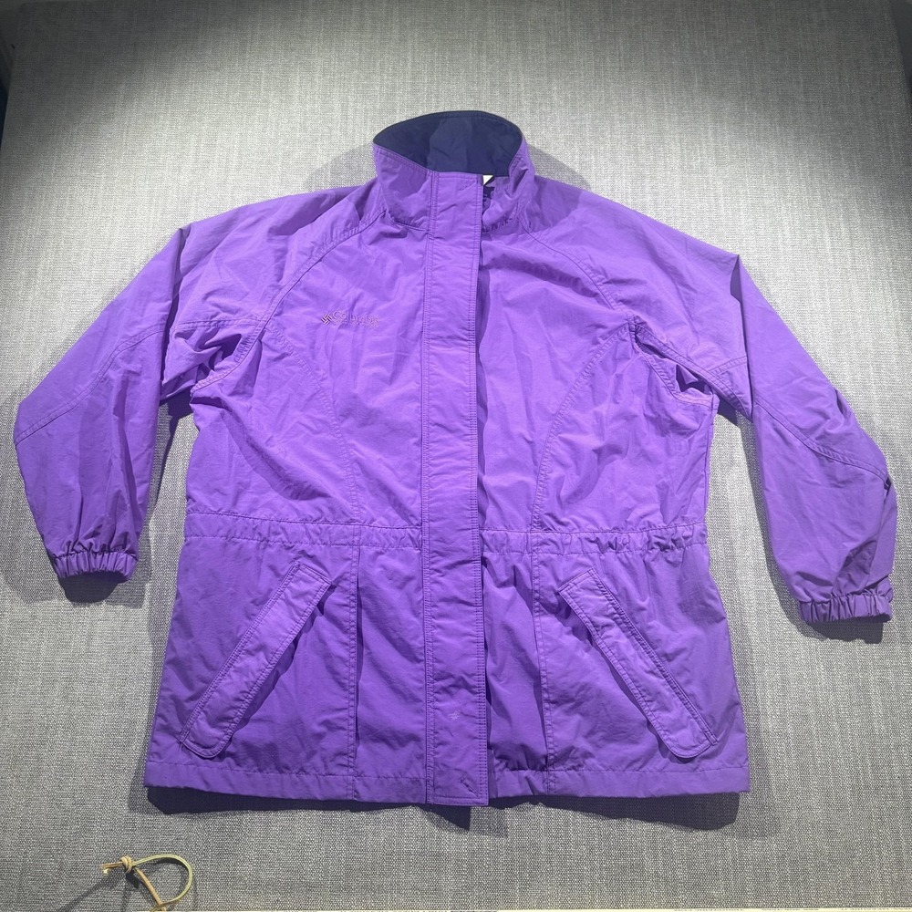 Vintage Columbia Jacket Womens Large Purple Nylon Windbreaker‎ Parka Outdoor 90s